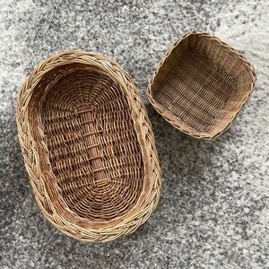 Vintage Woven Wicker Baskets, Trays (2)
